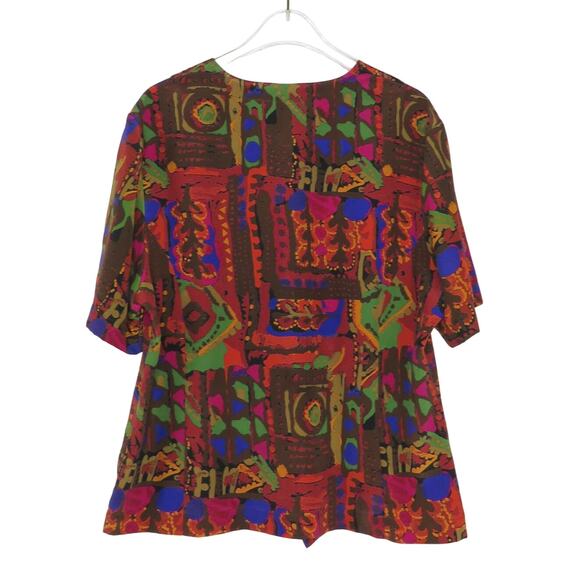 Bora Bora 1980s Vintage Rainbow Geometric Multicolor Button Up Shirt Large - Picture 4 of 6